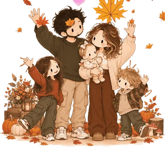 Toute la famille du Family Café réunie en automne